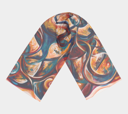 Habotai Silk, Long Scarf - Peacefully Loud Universe