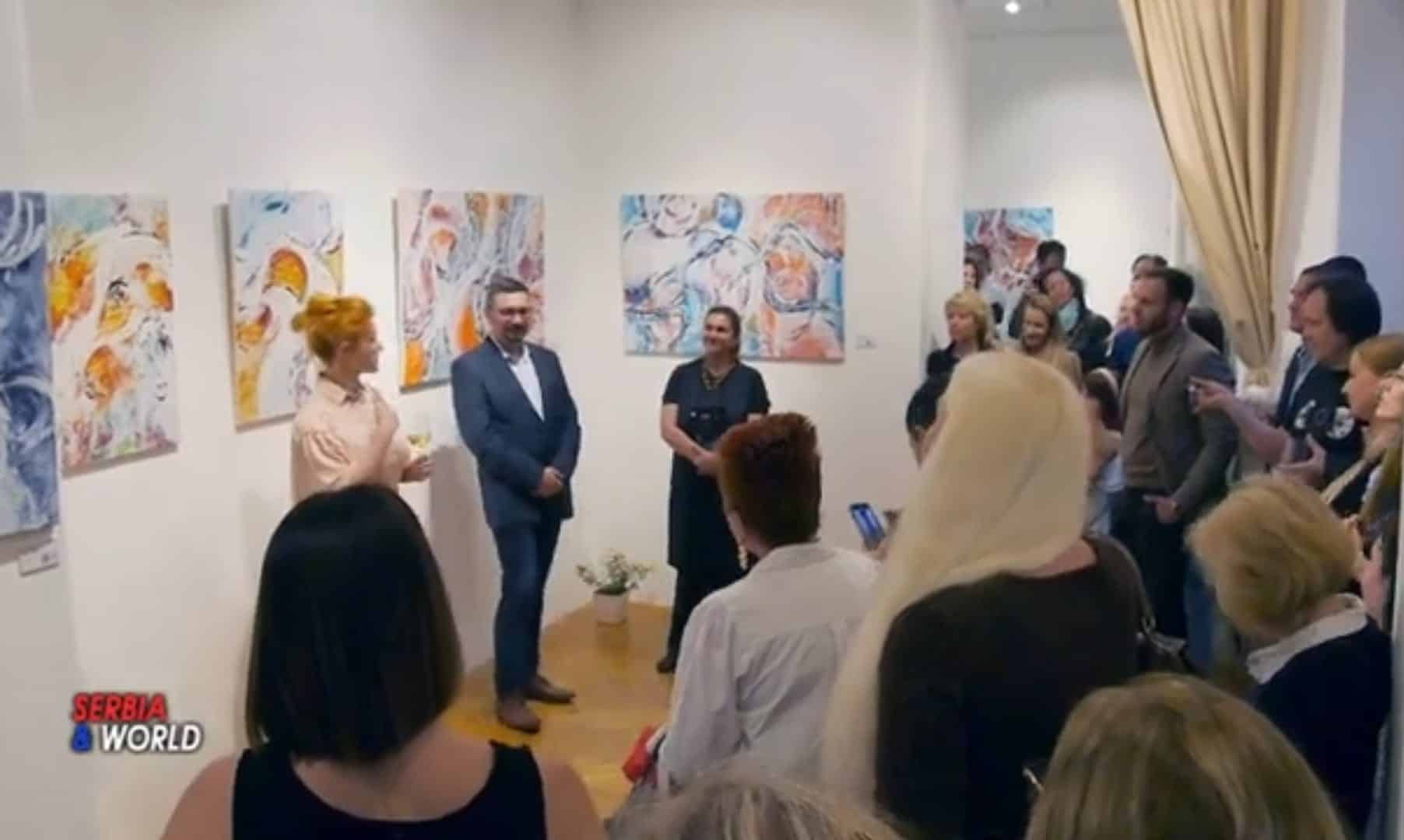 "Original abstract painting by Bela Aleksandra – The Moment Before Letting Go" "Luxury interior featuring contemporary artwork by international artist Bela Aleksandra" "Art investment meeting with collectors and curators"