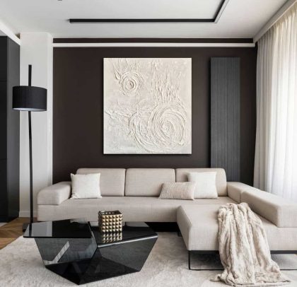 Abstract textural painting “Where currents meet, form arises without pressure” by Bela Aleksandra