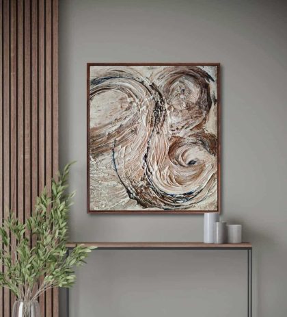 Abstract textural painting “Silence takes form in matter, becoming a vessel of truth” by Bela Aleksandra