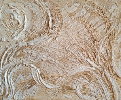 Abstract textural painting Movement of the earth remembers the step of water and returns it through the spiral of time. by Bela Aleksandra