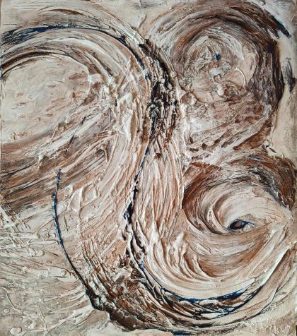 Abstract textural painting “Silence takes form in matter, becoming a vessel of truth” by Bela Aleksandra