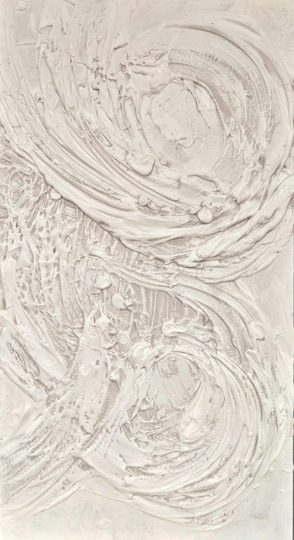 Wall sculpture, Contemporary abstract textural painting Thought flows through natural cycles and pours through the fingers into a form that allows time to remain. by Bela Aleksandra