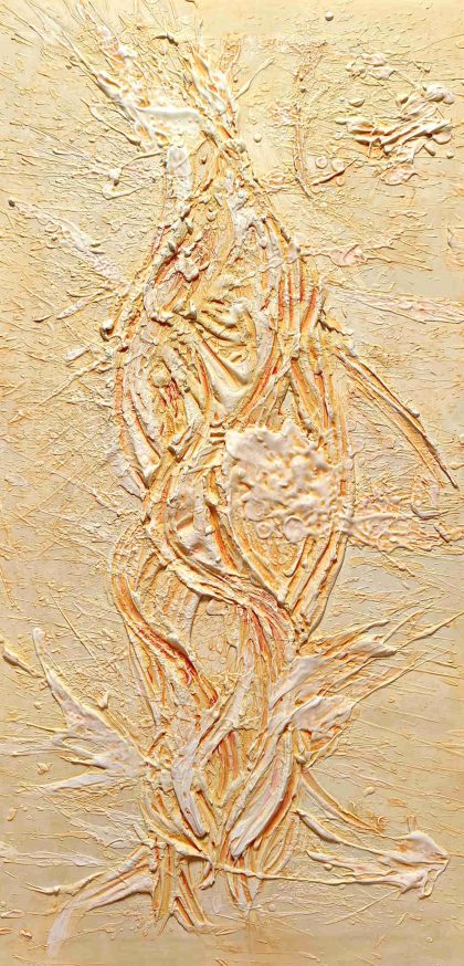 Wall sculpture, Abstract textural painting When energy is freed from control, what remains is a trace of eternity. by Bela Aleksandra