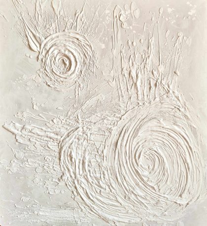 Abstract textural painting “Where currents meet, form arises without pressure” by Bela Aleksandra